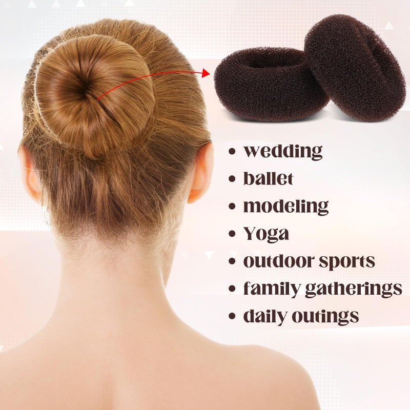XunYee 48 Pcs Hair Donut Maker, Brown Large Hair Bun Rings for Ballet Style, Bulk Doughnut Shaper for Women and Girls(3 Inch) - Image 3